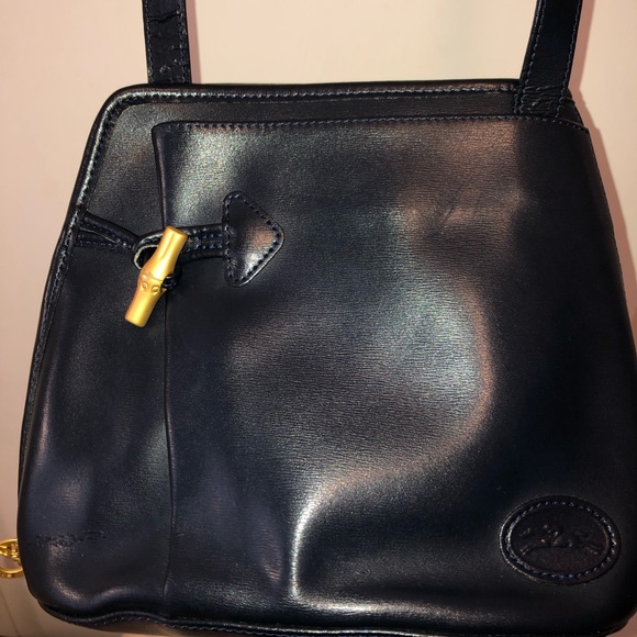 Longchamp Bags Longchamp Vintage Roseau Navy Leather Crossbody